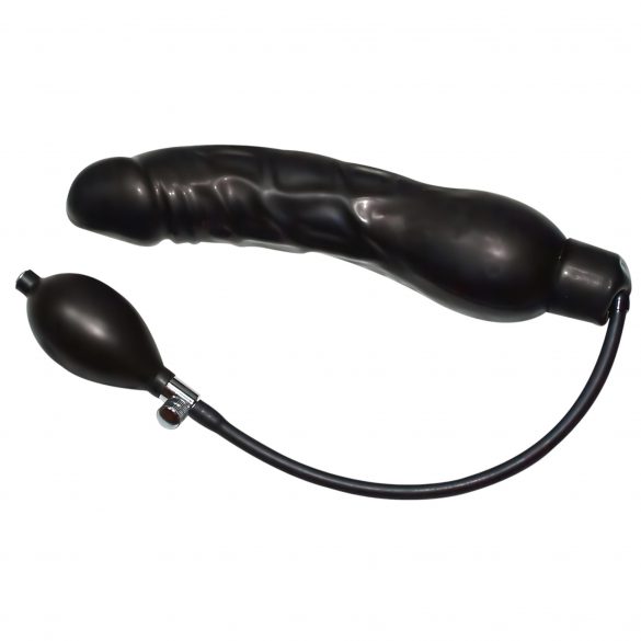 You2Toys - Zwarte, latex opblaasbare dildo