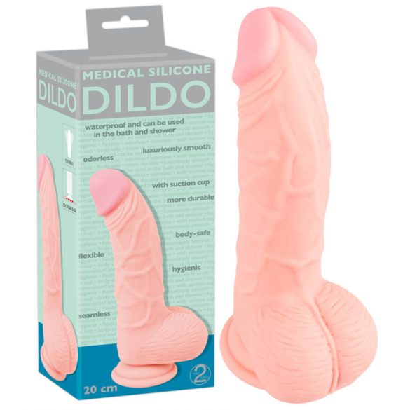 Medische siliconen dildo (20cm) - natuur