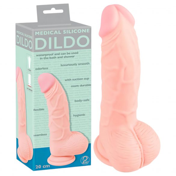 Medische siliconen dildo (20cm) - natuur