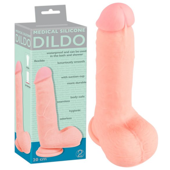 Medisch - rechte siliconen dildo (20cm) - natuur