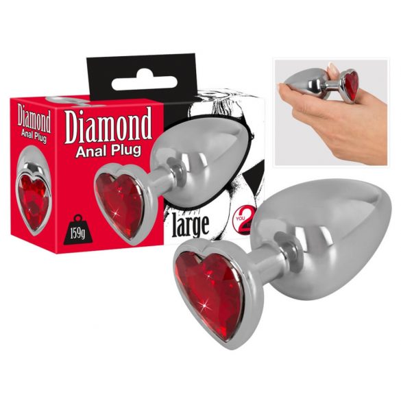 You2Toys - Diamond - 159g aluminium anaal dildo (zilver-rood)