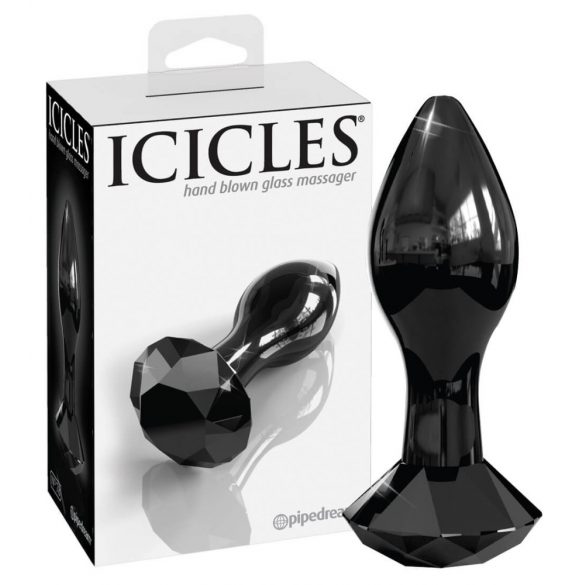 Icicles Nr. 78 - conische glazen anale dildo (zwart)