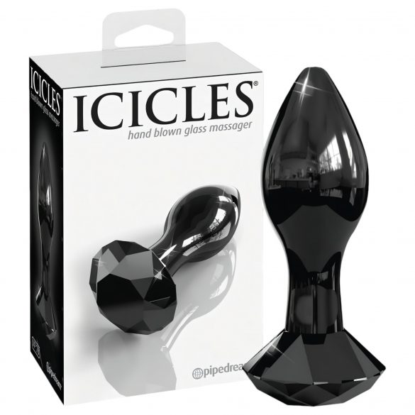 Icicles Nr. 78 - conische glazen anale dildo (zwart)