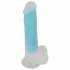 You2Toys Glow in the Dark - zuignap, lichtgevende dildo met ballen (blauw)