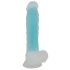 You2Toys Glow in the Dark - zuignap, lichtgevende dildo met ballen (blauw)