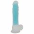 You2Toys Glow in the Dark - zuignap, lichtgevende dildo met ballen (blauw)