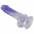 Kristalhelder Penisdildo met Ballen - 19,5 cm (transparant-paars)