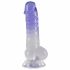 Kristalhelder Penisdildo met Ballen - 19,5 cm (transparant-paars)