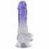 Kristalhelder Penisdildo met Ballen - 19,5 cm (transparant-paars)