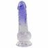 Kristalhelder Penisdildo met Ballen - 19,5 cm (transparant-paars)