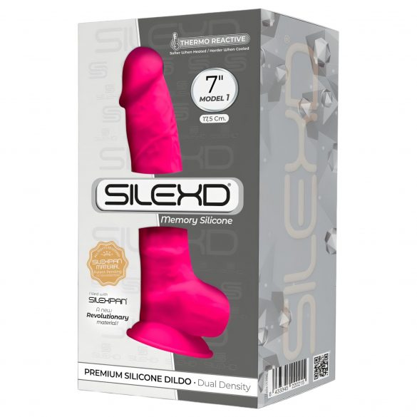 Silexd 7 - vormbare dildo met zuignap en ballen - 17,5cm (roze)