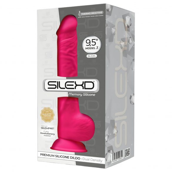 Silexd 9,5 - vormbaar, zuignap, herendildo - 24cm (roze)