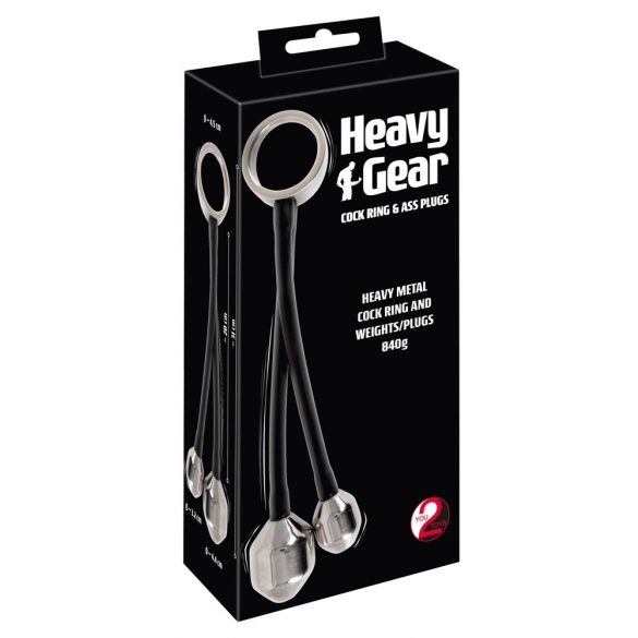 You2Toys Heavy Gear - Heringring met anaal gewicht (zwart-zilver)