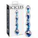 Icicles No. 08 - gegolfde, dubbelzijdige, glazen dildo (transparant-blauw)