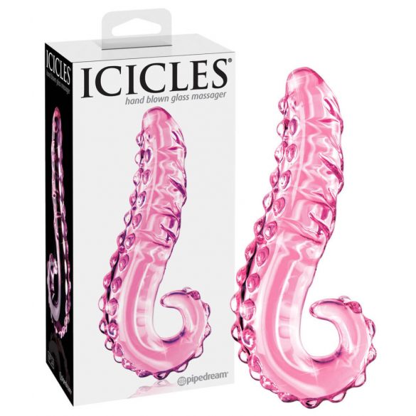 Icicles No. 24 - geribbelde glazen dildo (roze)