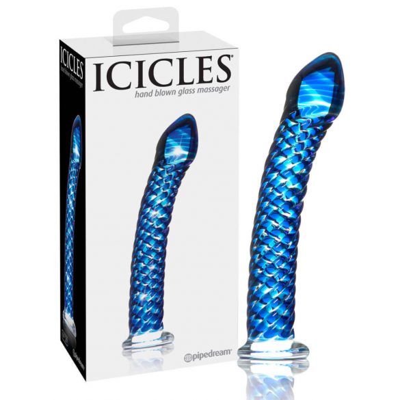 Icicles Nr. 29 - blauwe spiraalvormige glazen dildo