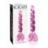 Icicles No. 43 - glazen dildo met hartjes en parels (roze)