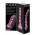 Icicles No. 43 - glazen dildo met hartjes en parels (roze)