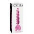 Icicles No. 43 - glazen dildo met hartjes en parels (roze)