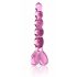 Icicles No. 43 - glazen dildo met hartjes en parels (roze)