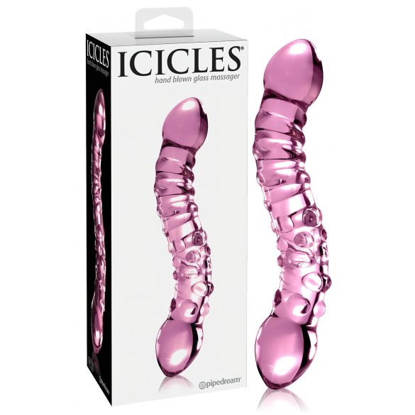 Icicles No. 55 - tweezijdige, G-spot glazen dildo (roze)