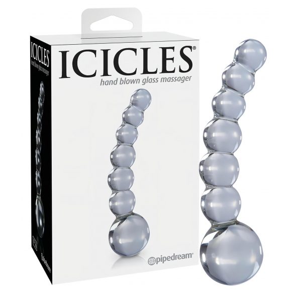 Icicles No. 66 - gebogen, knobbelige, glazen dildo (transparant)