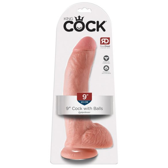 King Cock 9 - grote dildo met zuignap en ballen (23cm) - natuurlijk