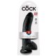 King Cock 9 - Grote zuignap dildo met ballen (23cm) - zwart