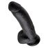 King Cock 9 - Grote zuignap dildo met ballen (23cm) - zwart