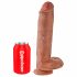 King Cock 11 - zuignap voet, met ballen dildo (28cm) - donker natuur