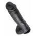 King Cock 11 - grote zuignap dildo met ballen (28cm) - zwart