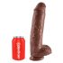 King Cock 11 - grote zuignap dildo met ballen (28 cm) - bruin