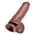 King Cock 11 - grote zuignap dildo met ballen (28 cm) - bruin