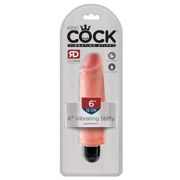 King Cock 6 Stiffy - waterdichte, realistische vibrator (15cm) - huidkleurig