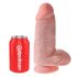 King Cock 9 Dikke - zuignap dildo met ballen (23cm) - naturel