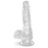 King Cock Clear 6 - zuignap, kleine dildo met ballen (15cm)