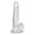 King Cock Clear 7 - zuignap, balzak dildo (18cm)