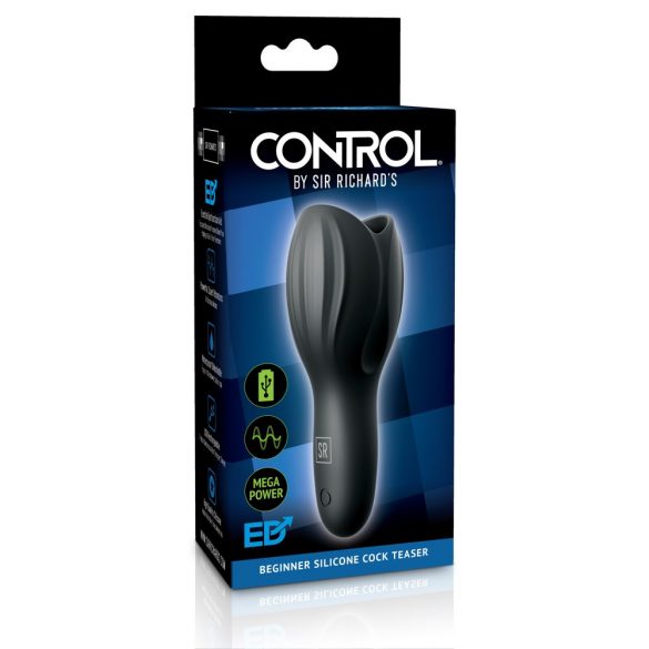 Control Cock Teaser - waterdicht, oplaadbare eikel vibrator (zwart)