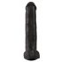 Koning Pik 15 - zuignap dildo met ballen (38 cm) - zwart