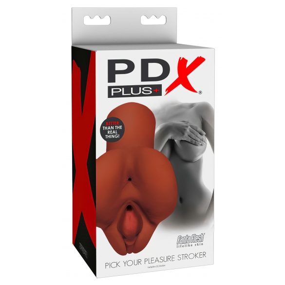 PDX Kies Uw Plezier Stroker - 2in1 realistische masturbator (bruin)