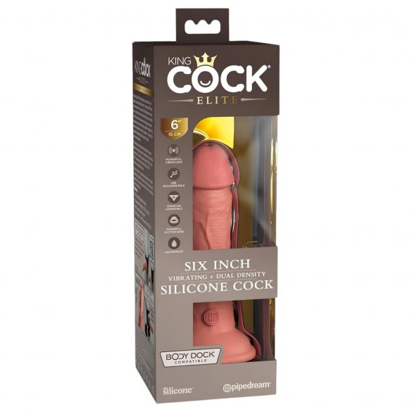 King Cock Elite 6 - zuignap, realistische vibrator (15cm) - natuurlijk