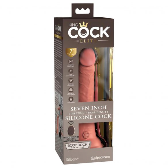 King Cock Elite 7 - zuignap, radiografische vibrator 18cm - naturel