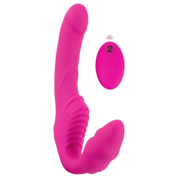 Strepless Strap-On - verstelbare vibrator (roze)