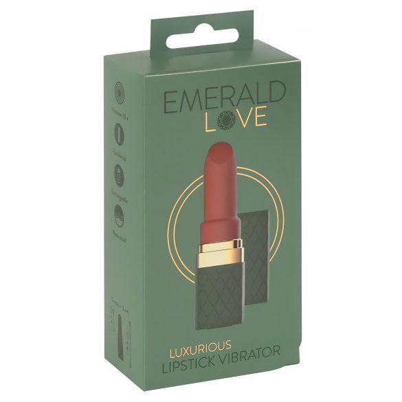 Emerald Love - oplaadbare, waterdichte lipstick vibrator (groen-bordo)