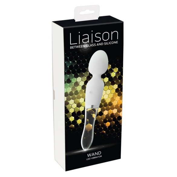 Verbindingsstaaf - oplaadbaar, siliconen-glazen LED vibrator (transparant-wit)