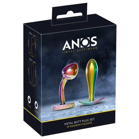 ANOS Metalen Regenboog - metalen anale dildo set (2-delig)