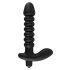 Zwarte Fluwelen vibrator met ribbels - medium (zwart)