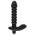 Zwarte Fluwelen vibrator met ribbels - medium (zwart)