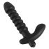 Zwarte Fluwelen vibrator met ribbels - medium (zwart)