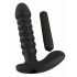 Zwarte Fluwelen vibrator met ribbels - medium (zwart)